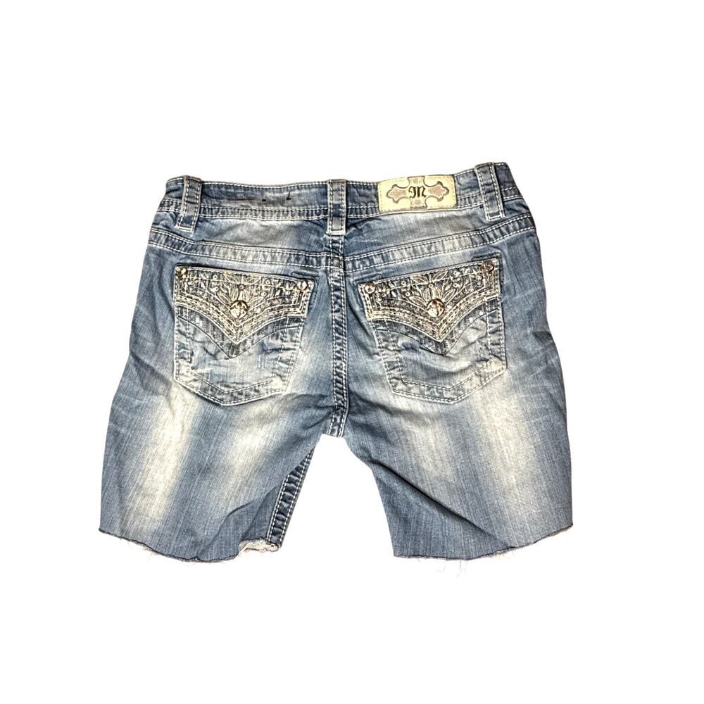 Miss Me Cut Off Denim Shorts Womens 26 Light Wash Mid Rise Bermuda
